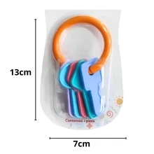 Llaves Sonajero Mordedera Para Bebes de plastico nuby 13cm - Rosa - Ver 2