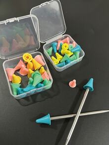20pcs Multi-Color Knitting Needle Protectors, 2 Sizes (20pcs Small/20pcs Large) In Plastic Box, Random Color Knitting Needle Tip Covers - Sweater and Hat - View 2