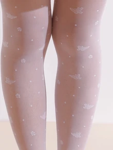 2 pares de medias ligeras de malla blanca para niñas, con diseño de mariposa, leggings de estilo princesa delicado - Blanco - Ver 5