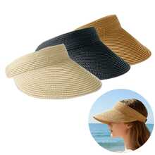 Summer Straw Sun Hat, Wide Brim Beach Hat, Foldable Travel Sun Hat - Multicolor - View 4