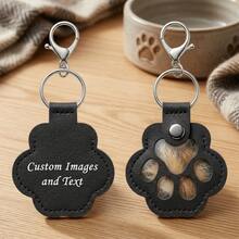 1 pieza Llavero personalizado con foto y nombre de mascota, llavero de cuero con huella de pata y ventana transparente para guardar pelo, colgante conmemorativo personalizado de gato, perro u otro animal, accesorio para billetera, mochila o bolso, regalo significativo para dueños de mascotas, entusiastas, amigos y familiares - Multicolor - Ver 10
