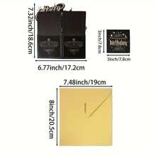 1 Thiệp chúc mừng sinh nhật 3D dạng hộp nổi, màu đen vàng, khắc laser rỗng, quà tặng sinh nhật, Giáng sinh. - Mảnh duy nhất - Xem 3