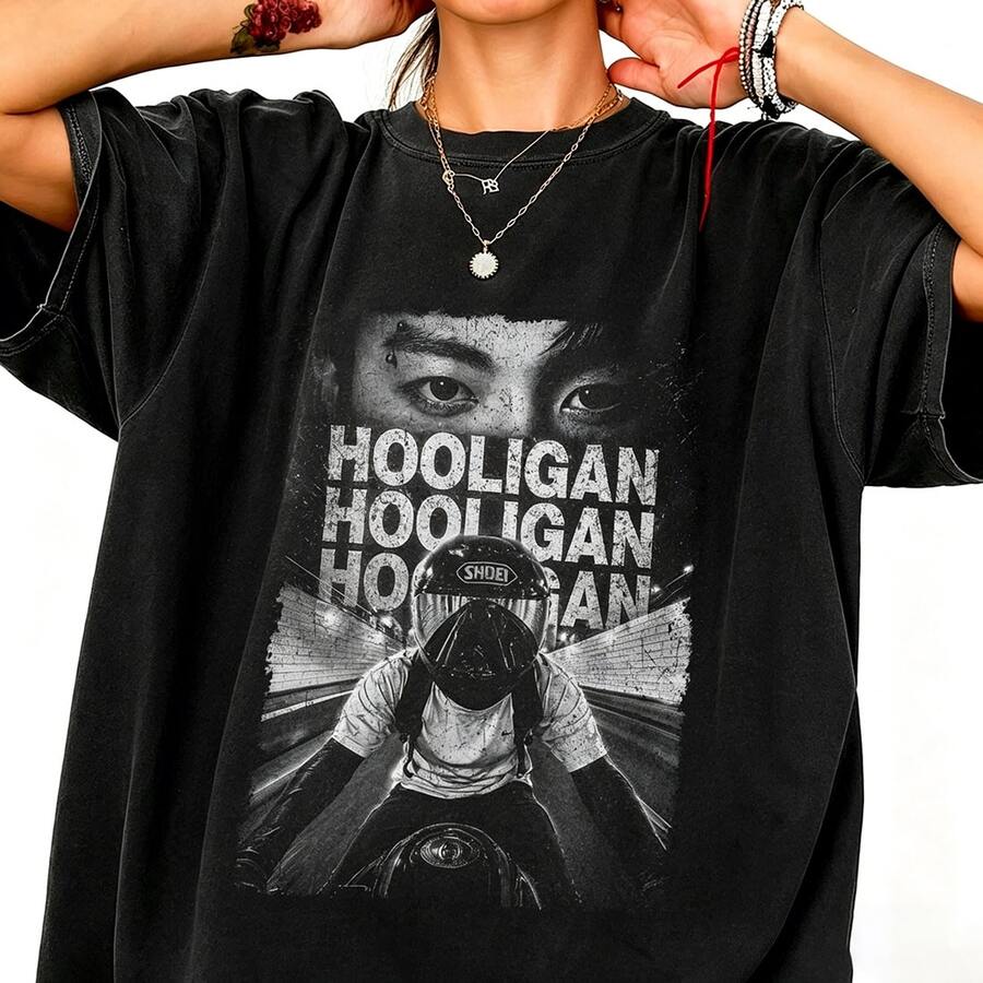 J Ungkook Hooligan Vintage Shirt Jung Kook Eyes Bootleg Tee Retro 90s K-Pop Streetwear Shirt J Ungkook Fan Gift B TS Inspired - 黑色 - 查看 1