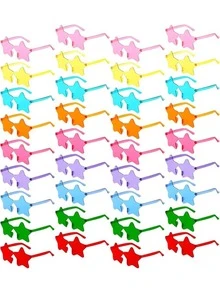 10pcs- Frameless Star-Shaped Transparent Glasses, Frameless Party Small Gifts, Frameless Glasses, Heart-Shaped Fashionable Glasses, Five-Pointed Star Frameless Glasses, Fun Candy-Colored Star Glasses Are Suitable For Graduation Gifts, Beaches, Summer, Swimming Pools, Birthday Party Supplies, Gift Bag Gifts (Random Colors) - Star Pattern - View 2