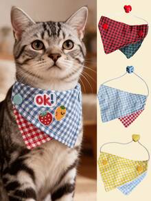 1 Piece Fashion Plaid Pet Triangle Bib For Small, Medium And Large Dogs And Cats, Dog Clothing, Pet Apparel, Made Of Soft Cotton Material With Adjustable Elastic Cord, Easy To Wear Fixed, Can Be Used As Pet Drool Bib Or Daily Accessory For Party, Travel, Photography Or DIY Decoration. - Multicolor - View 5
