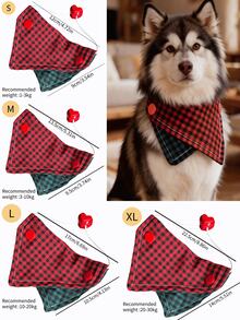1 Piece Fashion Plaid Pet Triangle Bib For Small, Medium And Large Dogs And Cats, Dog Clothing, Pet Apparel, Made Of Soft Cotton Material With Adjustable Elastic Cord, Easy To Wear Fixed, Can Be Used As Pet Drool Bib Or Daily Accessory For Party, Travel, Photography Or DIY Decoration. - Multicolor - View 4