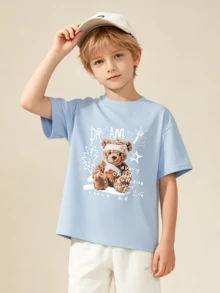 Balabala Áo thun ngắn tay cotton nhanh khô mùa hè mới dành cho bé trai - hồng xanh - Xem 3