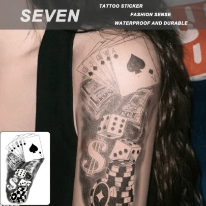 6pcs/1pcsCard Master, Herbal Semi-Permanent Waterproof Non-Shiny Fake Tattoos For Men And Women, Suitable For Arms And Legs[Waterproof Realistic Tattoos, Lasts 1-2 Weeks][Face, Hands,Foot][Music Festival][For Party Makeup]