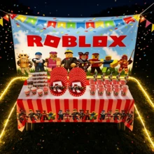ROBLOX 生日派对礼盒套装 - 12 个纸袋/18 张贴纸，派对用品，礼盒，游戏主题袋，生日派对礼品袋，婚礼装饰 - Roblo 背景布 桌巾 杯盤 吸管 瓶貼 - 查看 5