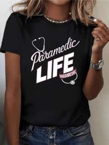 Frase inspiradora que celebra la vida del personal paramédico mostrando con orgullo la pasión por ayudar y salvar vidas cada día camiseta de mujer casual moderna cómoda y motivadora - Negro - Ver 8