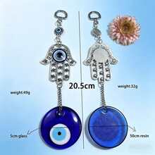 蓝色邪眼掌纹阳光捕捉器水晶吊坠 - 彩色 - 查看 5