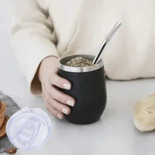 Bộ 3 món bằng thép không gỉ hai lớp dùng để pha trà Yerba Mate và ống hút, bao gồm cốc trà Yerba Mate (ấm trà) và 1 ống hút, cốc cà phê. - Nhiều màu - Xem 9
