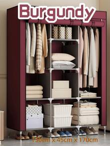 1pc Multi-Functional Layered Portable Wardrobe, Easy Assembly, Large Capacity, Bedroom Dust-Proof Storage Cabinet, Space-Saving, Simple Storage For Clothes And Bedding, Dust Cover Keeps Bedroom Tidy, Suitable For Students, Bedrooms, Rooms, Rentals, Homes, Schools, Holiday Gifts - Multicolor - View 2