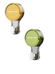 Ganchos con ventosa resistente - Varios colores (Blanco, Verde, Verde menta, Beige, Negro) - Ganchos para pared sin daños aptos para baño, cocina, puertas de vidrio - Ganchos de plástico para colgar toallas, utensilios, llaves - Fácil de instalar y retirar - Multicolor - Ver 10