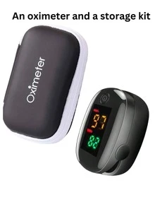 Oxímetro de Pulso Portátil e Conjunto de Armazenamento/Oxímetro Único/Bolsa de Armazenamento de Oxímetro Único: Monitor de Frequência Cardíaca - Este Produto Não Inclui Baterias! Por Favor, Use Baterias AAA, Preste Atenção aos Polos Positivo e Negativo. Conveniente e Compacto, É um Presente Ideal para Natal, Halloween e Ação de Graças., Amigável para Idosos - Preto - Visão 1