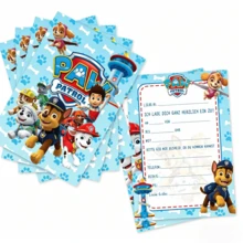 Paw Patrol 可爱卡通小狗系列派对邀请卡、生日节日派对邀请卡、贺卡 - 彩色 - 查看 4