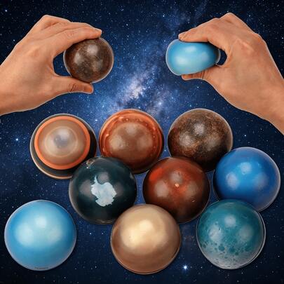 8 Planets Of The Solar System + Earth Squeeze Toy, 9pcs/Set 6.3cm PU Foam Planet Stress Relief Ball, Realistic Universe Planet Shaped Squeeze Toy, Slow Rebound Soft Rubber Squeeze Ball, Colorful Mixed, Creative Space-Themed Desktop Stress Relief Decor, Adult Office Desk Emotion Soothing Pressure Relief Tool