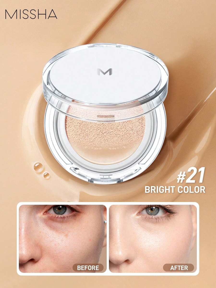 Missha 氣墊粉底液,長效控油、防水防汗、細緻毛孔(附替換裝),適合所有膚質,適合 Gen Z 與 Y2K 風格愛好者用於派對與約會,理想的母親節禮物,12g*2/0.42oz - #21 BRIGHT COLOR - 查看 1