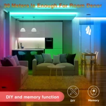 智慧臥室 LED 燈條 RGB 燈帶,App 與遙控控制,音樂同步,定時功能,適用客廳、房間裝飾,生日禮物、節日與婚禮裝飾 - 彩色 - 查看 8