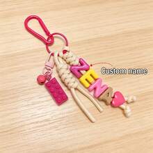 [Custom] 1pc Tassel Bell Personalized Letter Keychain, Handmade Rope Letter Bead Bag Charm/Phone Charm, Customized Bag Accessory, Graduation Gift - Braided Rope Keychain - View 28