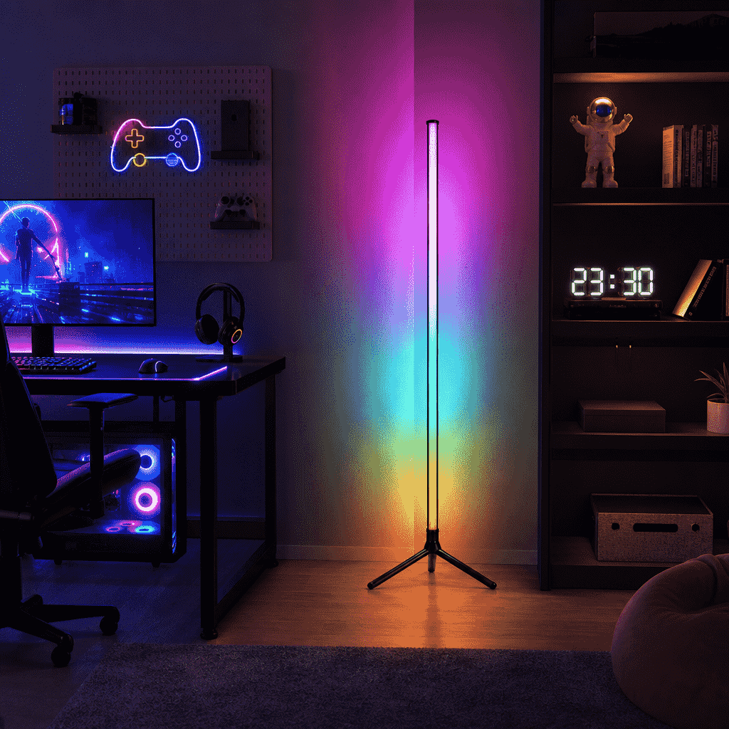 1pc 103cm Tall RGB Tripod Floor Lamp, 16 Million Color Gradient Dynamic Ambient Light, Scratch-Resistant PC Lampshade + Sturdy Metal Tripod, Includes USB Cable + Remote Control, Suitable For Bars, Pubs, Parties, Birthdays