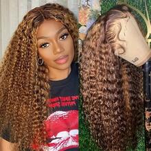 30 Inch Highlight Ombre Lace Front Wig Human Hair 13x6 HD Honey Blonde Deep Wave Lace Front Wigs Human Hair 250% Density 4/27 Wet And Wavy Water Wave Lace Frontal Wigs 13x4 Colored Culy Glueless Wigs Human Hair For Women - S4/27 - 查看 4