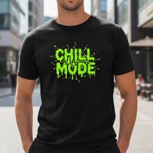 Chill Mode Psychedelic Melting Text Tee - Acid Green Streetwear Graphic - Negro - Ver 9