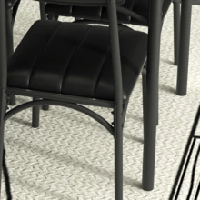 Metal And Wood Rectangular Table With 4 Upholstered Chairs,5 Piece Dining Table Set - Cement Ash - View 4