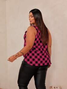 Women's Plus Size Tank Top Duna With Pearl Buttons, Sizes GG G1 To G3 - 粉紅色和黑色 - 查看 4