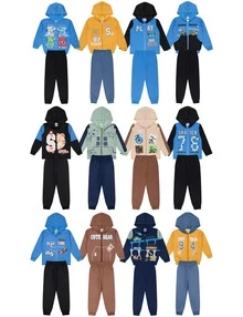 6-Piece Children's Fleece Set For Boys And Teens, Winter, Zippered, Sizes 1 To 14 - 3 Jackets + 3 Pants, Children's Clothing = 3 Outfits - 1 bộ (1 áo khoác + 1 quần) - Xem 5