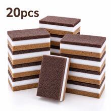 5/10/20pcs Brown Seaweed Shaped Triple-Layer Double-Sided Magic Cleaning Sponge, High Density Honeycomb Dish Sponge, Kitchen Bathroom Household Cleaning Sponge, Dish Washing Sponge, Scrub Sponge, Cleaning Pad - Right-angle Style - View 9