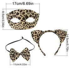 Bộ trang phục họa tiết da báo 1/3 món, bao gồm mặt nạ da báo, nơ đeo cổ da báo và tai da báo, thích hợp cho lễ hội Halloween và các bữa tiệc khác nhau, tiệc sinh nhật, lễ hội hóa trang và trang phục dự tiệc khiêu vũ. - Nhiều màu - Xem 5