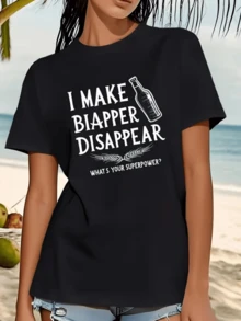 Botella acompañada por una frase divertida que celebra el amor por la cerveza y el buen humor perfecta para destacar una actitud relajada y alegre camiseta de mujer casual ideal para verano y días de playa - Negro - Ver 8