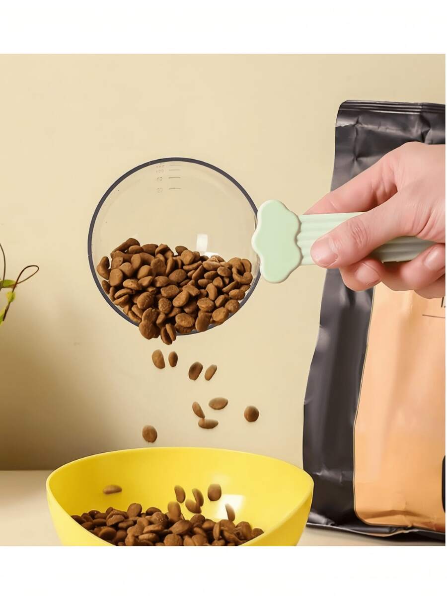 Muỗng múc thức ăn cho thú cưng đa năng có vạch chia, muỗng trong suốt đựng thức ăn cho mèo và chó có kẹp niêm phong, đồ dùng hàng ngày cho thú cưng. - 130ml - Xem 1