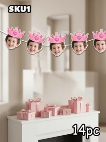 7/14/21pcs Customizable Birthday Photo Decorations, Personalized Photo Garland, 1st Birthday Banner, Personalized Birthday Hat Decor Garland, Birthday Party Gifts, Baby Shower/Gender Reveal Party Banner, Personalized Gift, Unique Gift - Multicolor - View 18
