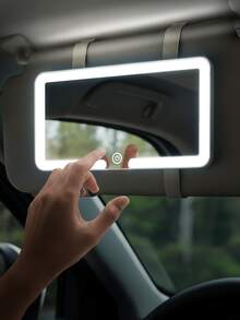 Rechargeable Car Visor Makeup Mirror With 3 Lighting Modes And Dimmable Touch Screen, Women's Car Accessory, Suitable For Makeup And Touch-Ups While Parked And Waiting, Clear Mirror - Multicolor - View 10