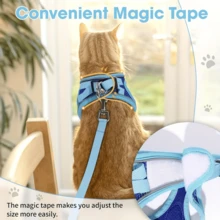 Cat Leash Set, Soft Breathable Vest With Reflective Strip, Escape-Proof Cat Harness, Suitable For Walking Cats And Outdoor Activities, Pet Vest Leash - Multicolor - View 6