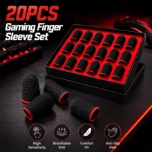 20PCS Gaming Finger Sleeve Set, Breathable Conductive Knit Thumb Covers For Mobile Phone & Tablet Touchscreen Gaming - 20-pack - View 1