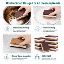 5/10/20pcs Brown Seaweed Shaped Triple-Layer Double-Sided Magic Cleaning Sponge, High Density Honeycomb Dish Sponge, Kitchen Bathroom Household Cleaning Sponge, Dish Washing Sponge, Scrub Sponge, Cleaning Pad - Right-angle Style - View 2