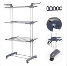 Tendedero de ropa, 4 Niveles Tendederos Plegables Vertical con Ruedas Amplio Espacio de Secado Tendederos, Acero Inoxidable Tendal para Exterior y Interiores - quarto piano - Visualizzare 4