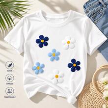 Camiseta floral mujer verano, diseño cute estilo daisy, blusa casual cómoda y moderna - Blanco - Ver 1