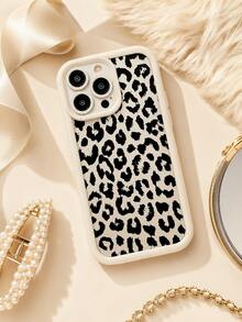 1 pieza Funda de teléfono TPU con estampado de niña elegante compatible con iPhone 17/16 Pro Max/15 Plus/14 Pro y otros teléfonos, estilo de estampado de leopardo con brillo, con cordón, protección de Body completo, recortes precisos - Blanco - Ver 2