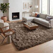 Large Soft Shaggy Rug 2.00x2.50m, Non-Slip, For Living Room And Bedroom, Various Colors - Chocolate Brown - View 1