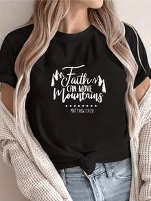 Mountains Symbolizing Inner Strength And Faith Capable Of Overcoming Any Obstacle, Reminding Us Of The Power Of Hope And Self-Confidence. Comfortable Casual Women's T-Shirt For Everyday Wear. - 黑色 - 查看 8