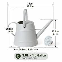 1个3.8升长嘴可拆卸喷头浇水壶，小型室内浇水壶，适用于室内植物，复古圆形罗纹花卉浇水壶，室内植物浇水壶，适用于家庭露台阳台花园春夏季 - 澆水壺 - 查看 11