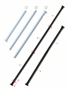 1/2pcs No-Drill Multifunctional Telescopic Rod, Easy To Install, Suitable For Shower Curtain Rod, Balcony Clothesline, Wardrobe Hanging Rod, Curtain Rod, Window Curtain Rod Bracket, Bathroom Accessories - White - View 14