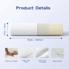 1pc Cylindrical Pillow, Memory Foam Neck Pillow And Leg Pillow Suitable For Side Sleepers, Soft Removable Cover, Portable Design For Bed, Office, Sofa, Ergonomic Comfortable Support - White - View 2