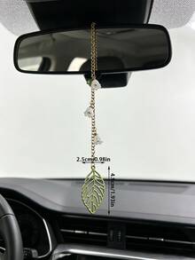 Lily Of The Valley Car Pendant, Hollow Leaf Decor Alloy Rearview Mirror Hanging Ornament, Car Interior Accessory - A - View 5