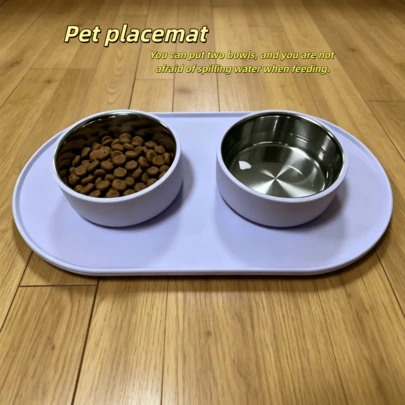 硅胶宠物喂食垫，防滑防漏，猫狗通用喂食垫，易于清洁，适用于猫狗