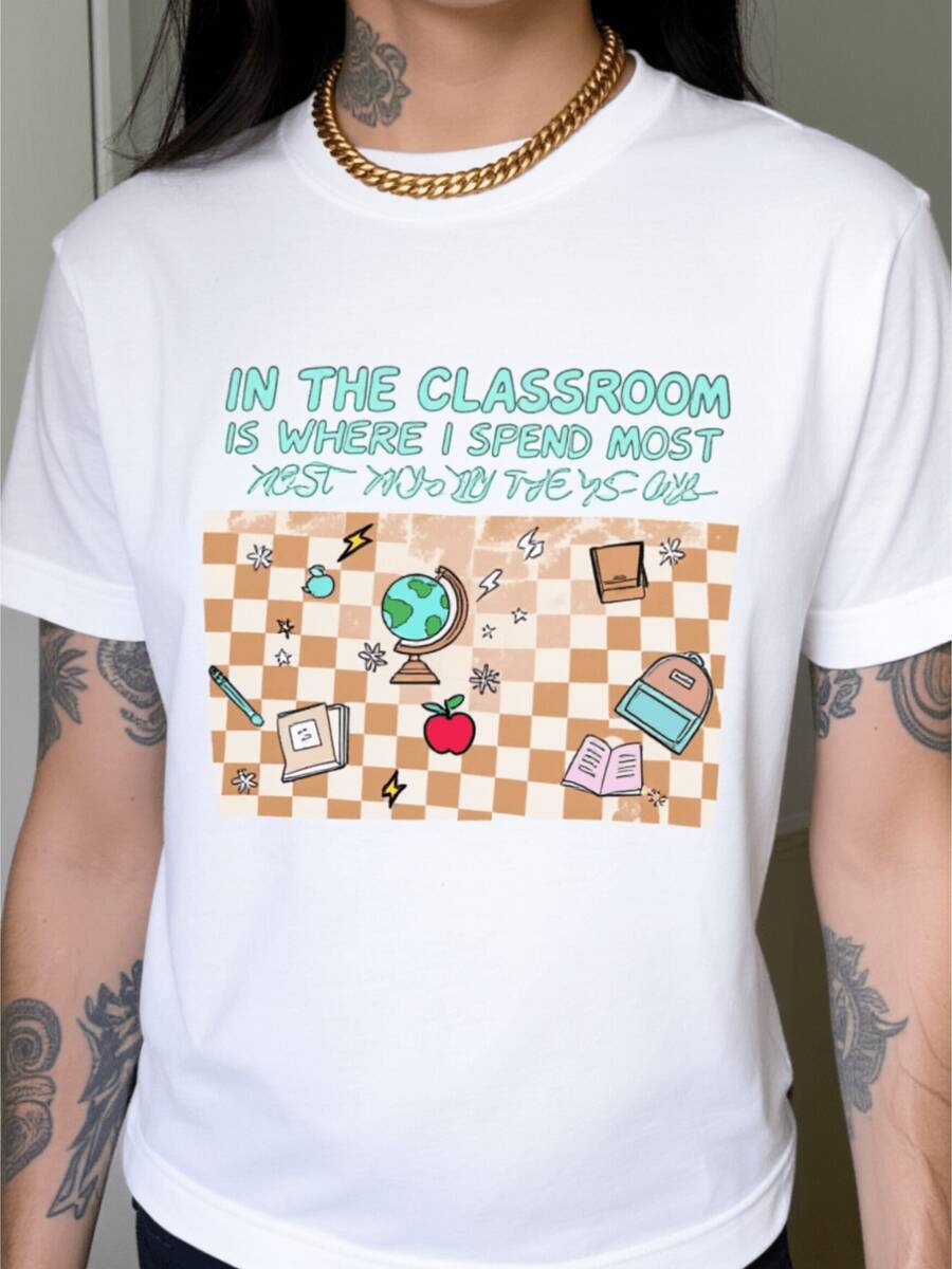 Camiseta Y2K blanca sobredimension de las mujeres - cuello de la tulación de manga corta suave y transpirable Top de uste suelto con iconos y adecuado para el hogar, vies, S | Regalo lavable en máquinara el día de San Valentín, Pascua, ropa de maestro